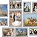 upsimples 10 Pack Picture Frames Collage Wall Decor for Mounting or Tabletop Display, Photo Gallery Frame Set for Family, Multi Sizes Including 8x10, 5x7, 4x6, Gray