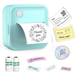 Label Maker Machine with Tape - Mini Sticker Printer Bluetooth Label Printer for Home Office Organization, Wide Waterproof Labels, Portable Thermal Sticker Maker