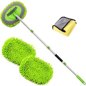 62 " Car Wash Mop - Car Cleaning Mop with Long Handle Stainless Steel Pole for RVs, SUVs, Trucks and Buses (Green)