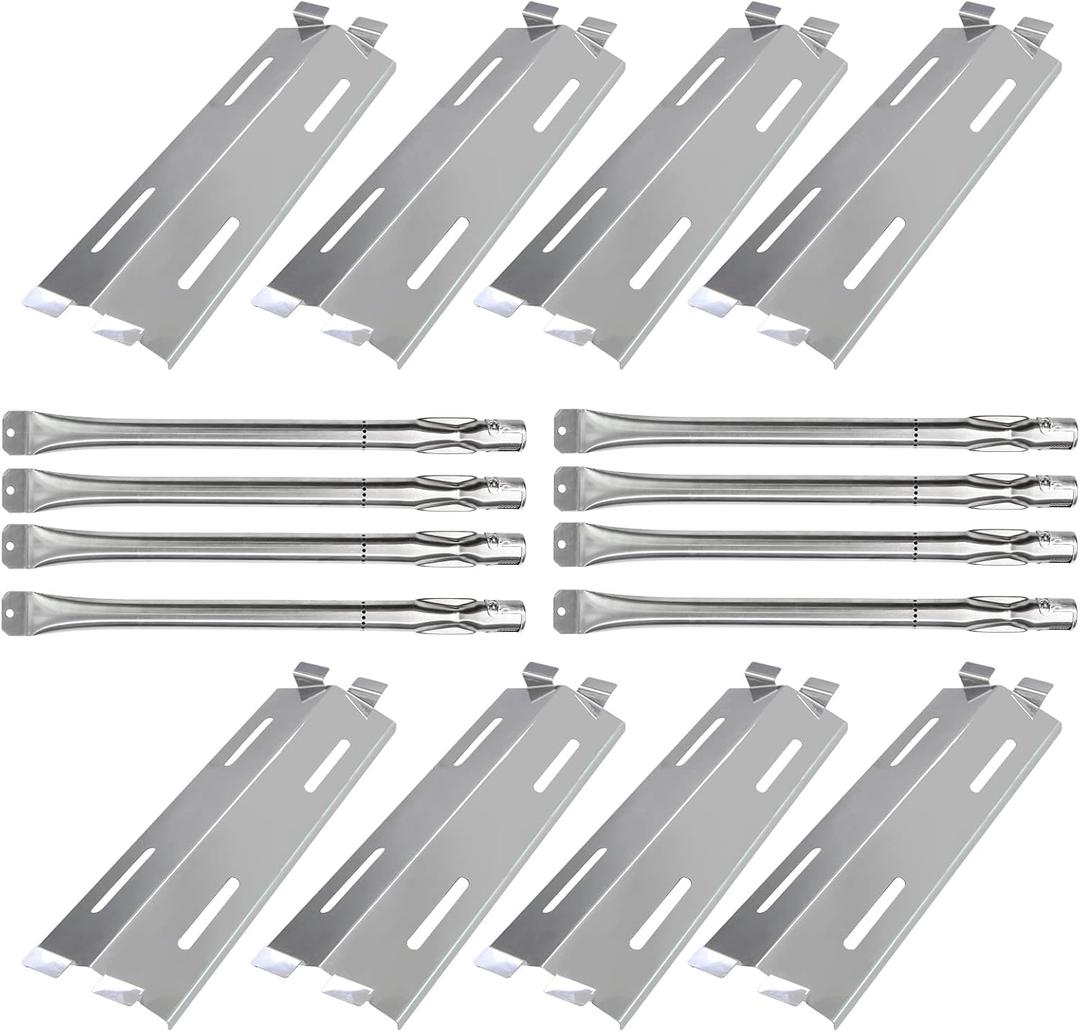 Hongso Grill 17" Burner Tubes 17 1/8" Heat Plates for Members Mark GR2039201-MM-00, Grill Chef BIG-8116 8 Burner Gas Grill Models, Set of 8