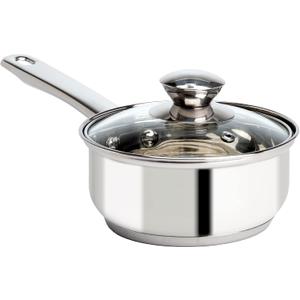 Ecolution Stainless Steel Sauce Pan, Encapsulated Induction Ready Cooking Pot with Glass Lid, Oven Safe, Dishwasher Safe Soup Pot, 1-Quart