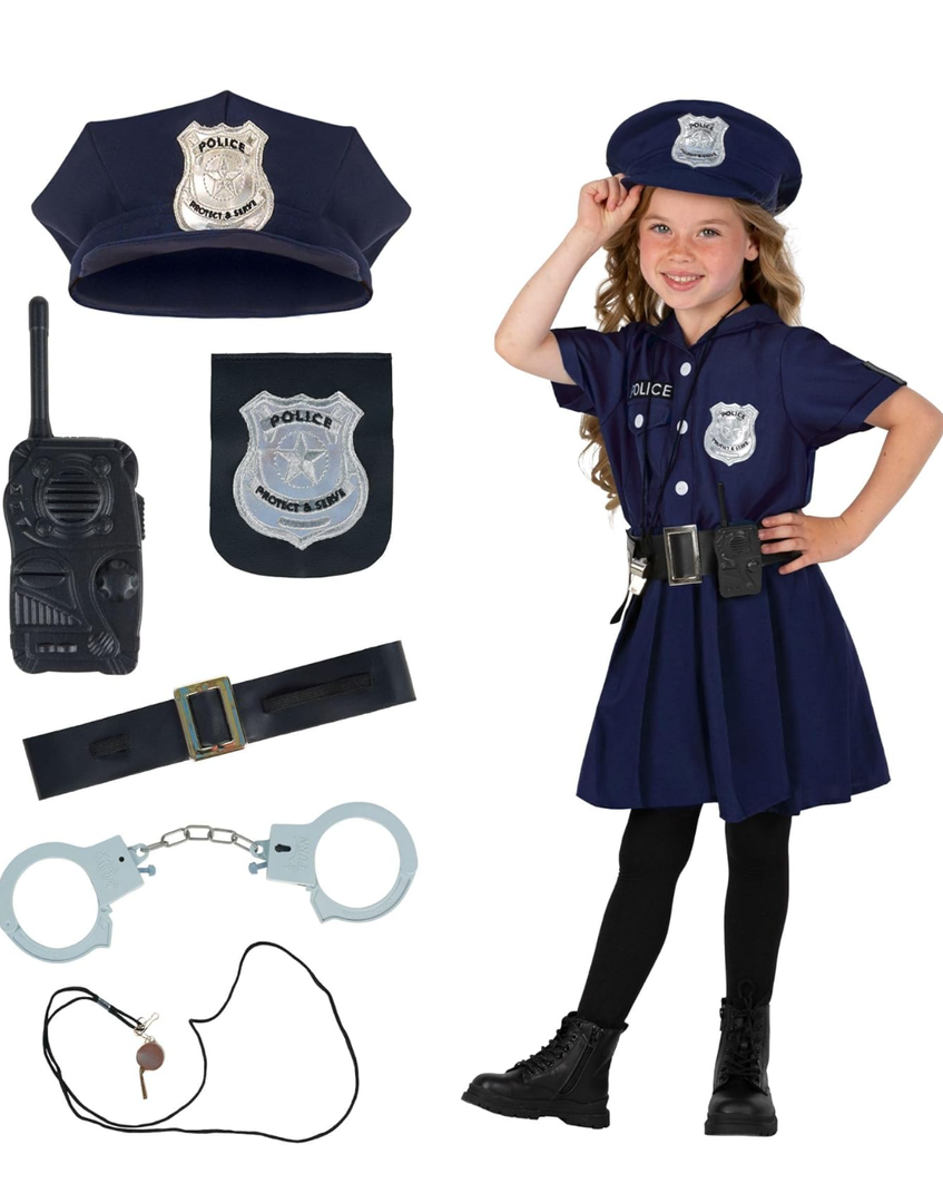 Morph Kids Girls Police Costume - Police Officer Costume M