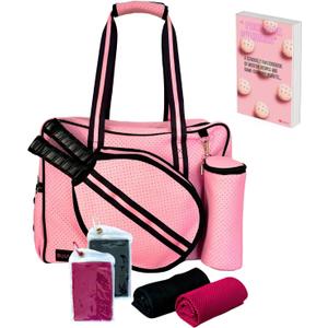 Pickleball Bag With 2 Towels  Large Paddle Shoulder Tote With Zipper, Adjustable Strap Pocket | Unisex Sling Backpack For Travel & Gym | Durable Sports Paddle Bag (Pink) Pickleball Bag With 2 Towels  Large Paddle Shoulder Tote With Zipper, Adjustable Strap Pocket | Unisex Sling Backpack For Travel & Gym | Durable Sports Paddle Bag (Pink)