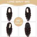 Dark Brown Wig for Women Long Wavy Brown Wig Middle Part 26 Inch Wigs Heat Resistant Synthetic Wig for Daily Use