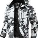 Men's Ski Jacket Winter Warm Snow Coat Waterproof Windbreaker Hooded Work Outerwear Snowboarding Jackets, Large