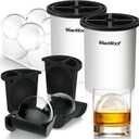 Clear Ice Cube Maker, 2.5 Inch Stainless Steel Crystal Large Clear Ice Ball Maker, Silicone Ice Cube Mold for Cocktails, Drinks & Bourbon, Whiskey Gifts for Men (2 Pack) (White)