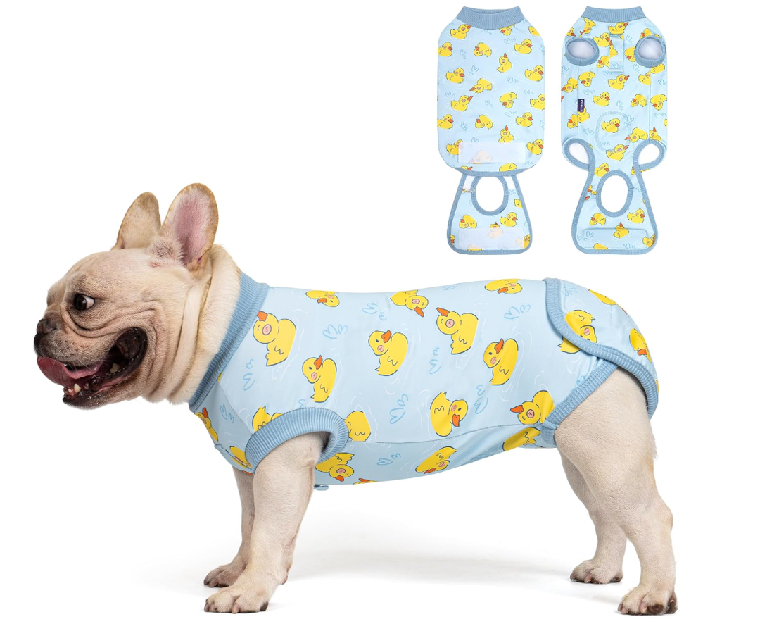 cyeollo Recovery Suit for Dogs Surgery Spay Neuter Onesie, Yellow Duck, XS | Spay & Neuter Body Suit, Prevents Licking Dog Surgical Suit, E-Collar Cone Alternative, Protects Wounds, Easy Potty Access, Small