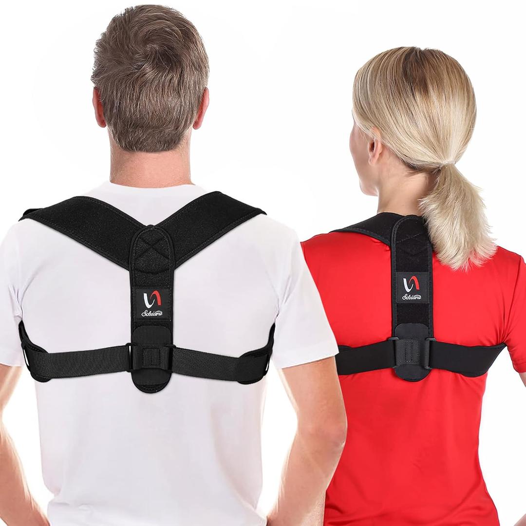 Schiara Posture Corrector for Men and Women, Comfortable Upper and Back Brace, Adjustable Back Straightener Support for Back, Shoulder and Neck Schiara Posture Corrector for Men and Women, Comfortable Upper and Back Brace, Adjustable Back Straightener Support for Back, Shoulder and Neck