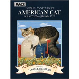 Lang American Cat Monthly 2026 Pocket Planner  13-Month Planner (Jan 2026-Jan 2027) with Monthly Engagement Layout & Lowell Herrero Cat Artwork, 8.5"  12"