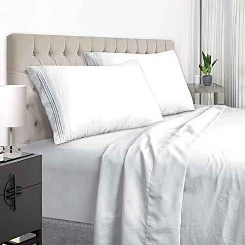 EaseHome White Full Size Bed Sheet Set -Deep Pocket to 18 inches Mattress 4 Piece - Premium Bedding Sheets & Pillowcases Collection - Extra Soft