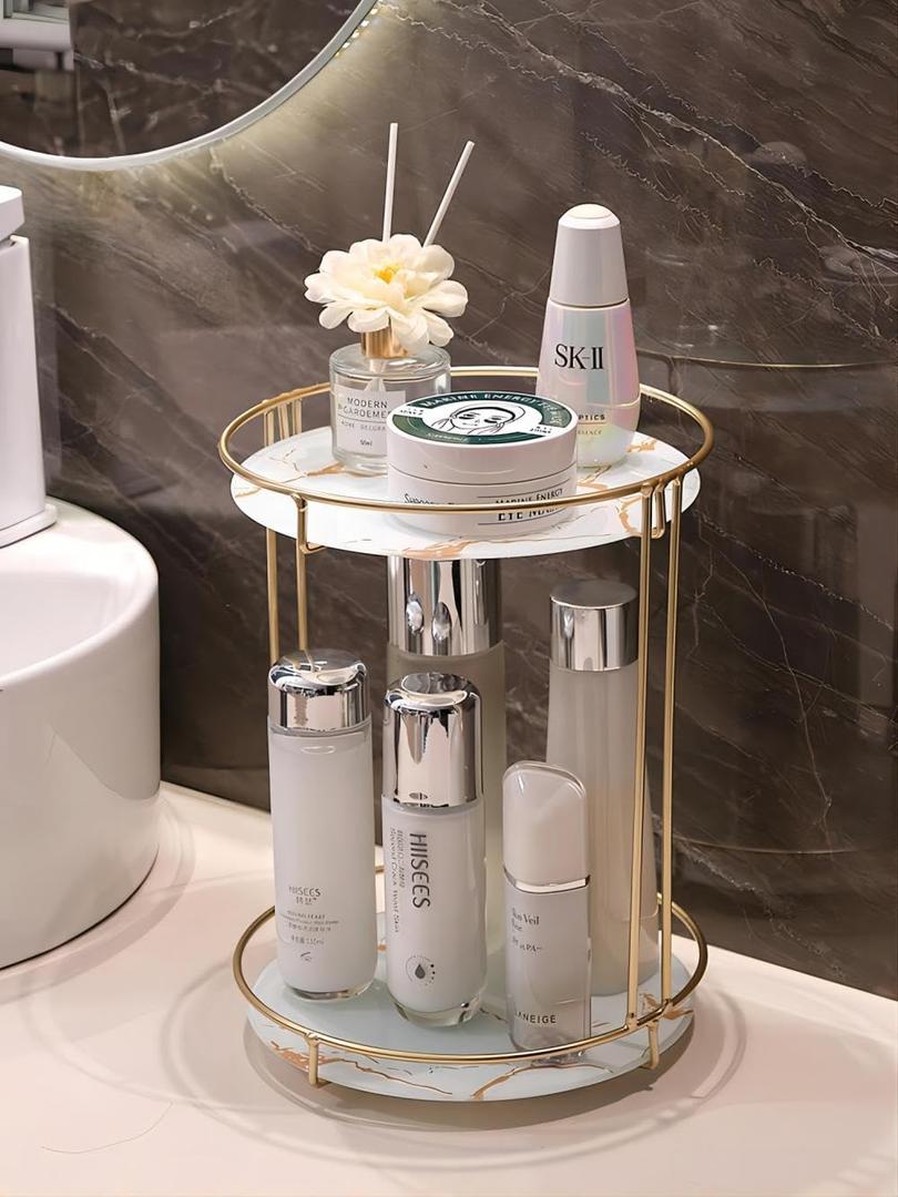 Gold Storage Rack, Bathroom Table Shelf, Perfume Tray, Beautiful Appearance, Super Capacity, Complete Your Daily Storage (QS-20-1) (QS-19)