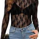 WIHOLL Womens Mesh Sheer Tops Sexy Crew Neck Summer Loose FIt Party Clubwear Shirts, M