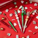 COcnny Christmas Boo Beadable Pens - 12 Set Christmas Ghost DIY Ballpoint Craft Making Kit with Bead Craft, Cute Beaded Pen Bulk Charm Tassel Supplies for Xmas Party School Students Gift