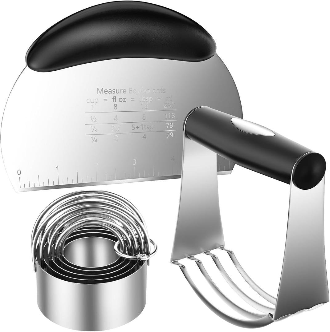 Pastry Cutter Biscuit Cutter Dough Cutters, Stainless Steel Butter Pastry Cutter Tool, Pastry Blender Baking Dough Tools, Round Biscuit Cutters, Sturdy & Long-Lasting, Gift Package (3 Pcs/Set)