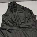 Women's One Off Shoulder Sleeveless Ruched High Waist Long Wide Leg Pants Jumpsuit, Size XL