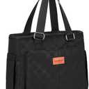 HSHRICH Large Women Lunch Bags for Work/Insulated Cooler Lunch Box with Side Pockets, 14L Capacity, Black