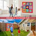 Soccer Tic Tac Toe Game - Toy Gift for Boys Girls Age 3-8, Football Bean Bag Toss Game Set for Kids Toddlers, Indoor Outdoor Backyard Party Game with Velcro Balls and Target Goal Mat (59 X 59 in)