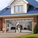 Garage Door Screen 2 Car: 16x7FT Garage Screen Door Magnetic Closure Garage Bug Screen Retractable Heavy Duty Weighted Bottom Garage Screen, Hands Free, Anti Annoying Plants and Animal Out (Black)