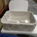 100% Handcrafted Stone Rectangular Tan Stripe Sink, Features Hand Carved Exterior Craftsmanship - Rustic Farmhouse Style, Marble Sink for Bathroom Vanity or Countertop