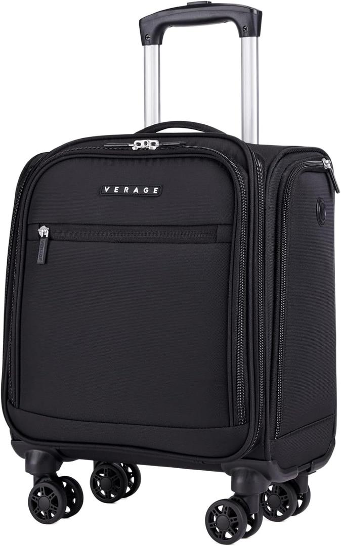 Verage Underseat Carry On Luggage with Wheels, 14.5-Inch Spinner Small Suitcase, Softside Lightweight Travel Bag for Men and Women, Airplane Carry On Bag, Black, Basic Underseat