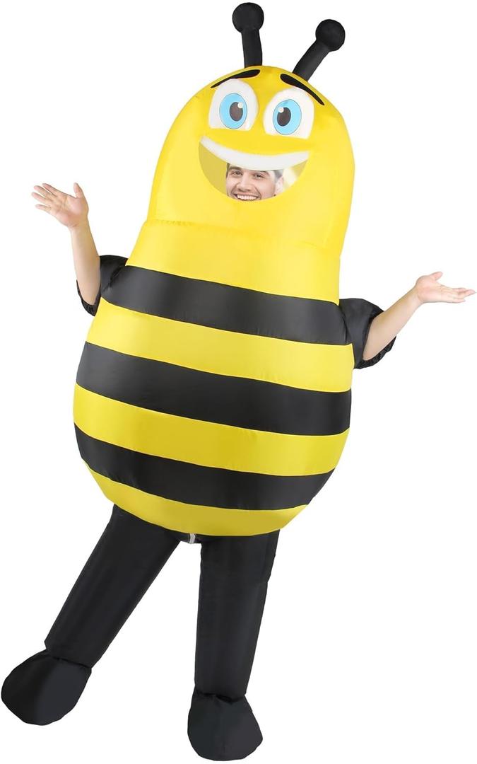 Inflatable Bee Costume Adult Men Women Outfit Unisex Onesie Full Body Bumble Bee Funny Costumes Fancy Blow Up Suit Animals