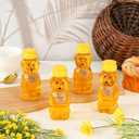 8oz Plastic Honey Bear Bottle Mini Honey Jars Party Favors Small Honey Bear Bottles with Lids Bear Shape Clear Empty Honey Jar with Screw Yellow Lid 50 Tags 2 Rolls Jute Rope (36-set)