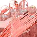 Rose Gold Backdrop Birthday Decorations - Foil Fringe Curtain Streamers for Sweet 16 Party Decorations Birthday Decorations for Women-5 Packs