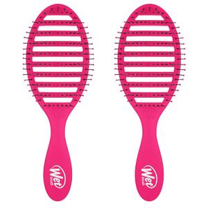 Wet Brush Speed Dry Hair Brush - Pink - Vented Design and Ultra Soft HeatFlex Bristles Are Blow Dry Safe With Ergonomic Handle Manages Tangle and Uncontrollable Hair - Pain-Free (Pack of 2)
