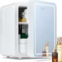 Iceblue Skincare Fridge with Dimmable LED Light Mirror, 4L Compact Small Fridge for Bedroom, Car, Office & Dorm, Mini skincare fridge for Beauty Essentials & Beverages(White)