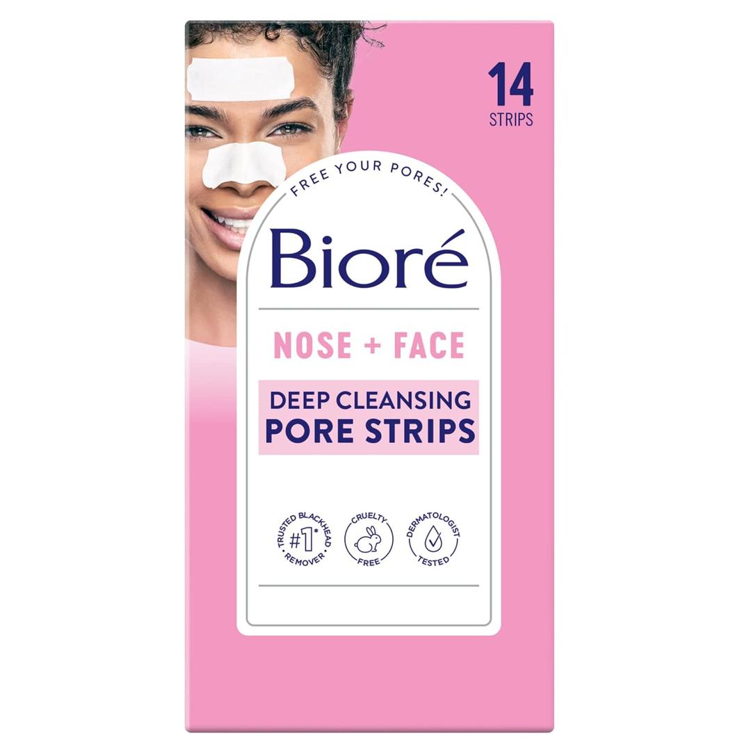 Bior Nose+Face Blackhead Remover Strips, Deep Cleansing Strips for Nose, Chin, or Forehead, Instant Blackhead Removal and Pore Unclogging, Oil-free, Non-Comedogenic Use, 14 Count