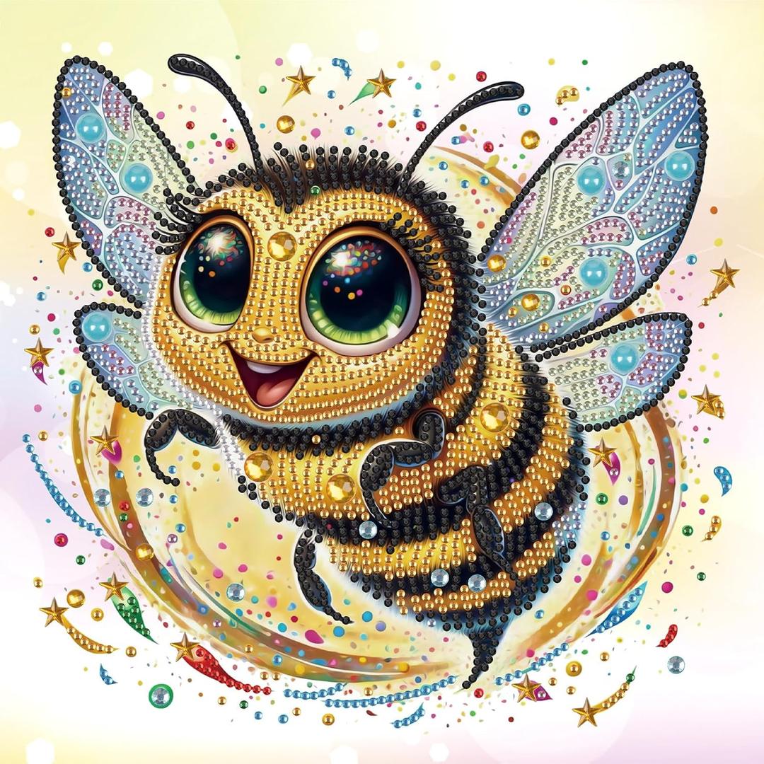 MVVMTOP Diamond Art Painting Kit, DIY Bee 5D Special Shape Crystal Diamond Partial Diamond Art Painting Mosaic Making Craft, Suitable for Home Wall Decor Art Gift