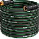 Heavy Duty Garden Hose 100ft, NON-EXPANDABLE Flexible Water Hose, Kink Resistant Lightweight Hybrid Hose, Leakproof Hose Male to Female Fittings (Black+Green)