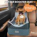 JOEJOY Elevated Dog Car Seat for Small/Medium Dogs up to 35 lbs, Memory Foam Booster Seat with Detachable Washable Cover, Travel-Safe Car Bed with Safety Belts & Storage Pockets, Grey