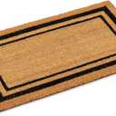 Kempf Black Border Coco Coir Doormat, 18" x 30", Non-Slip Backing, Heavy Duty Natural Fiber Front Door Welcome Entrance Mat, Low Clearance, Outdoor Indoor