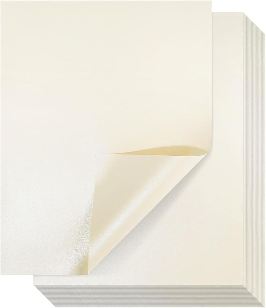 Best Paper Greetings Ivory Metallic Paper - 96 Sheet Shimmer Papers, Letter Size 8.5x11, Double Sided, Laser Printer Compatible, Perfect for Wedding, Baby Shower, Birthday Invitations, Craft