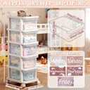 Wesiti 5 Shelf Weekly Clothes Organizer Closet Daily Weekly Hanging Closet Organizer Shelves Plastic Clear Clothes Storage with Wheel Sticker for Bedroom Living Room Essential Stuff(Week,White)