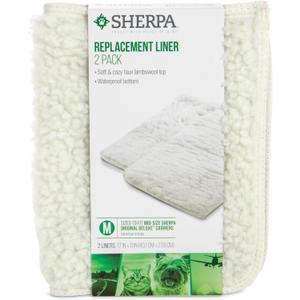 Sherpa Replacement Liners for Travel Pet Carriers - Soft Absorbent Cat & Dog Kennel Pad with Waterproof Backing, Machine Washable Crate Pads, 16.5x11.25in - 2 Pack, White, Medium