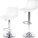 Finnhomy Bar Stools Modern PU Leather, Bar Stools Set of 2 Counter Height, Swivel Barstools with Footrest and L Shape Back, Height Adjustable Modern Bar Chairs for Kitchen, White, One Size