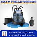 Acquaer 1/4 HP Automatic Swimming Pool Cover Pump, 2250 GPH Submersible Sump Pump with 3/4 Check Valve Adapter & 25ft Power Cord, Water Removal for Pool, Hot Tubs, Rooftops, Water Beds and more