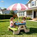 Water Table Umbrella, UV Protection Beach & Picnic Table Umbrella, Heavy Duty Portable Outdoor Shade for Sand Play, Camping, Garden & Backyard, Pink-Umbrella