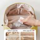 EACHY Travel Makeup Bag, Large Capacity Cosmetic Bag for Women, Waterproof PU Leather, Flat Open Portable Toiletry Bag for Skincare, Brushes & Travel Essentials