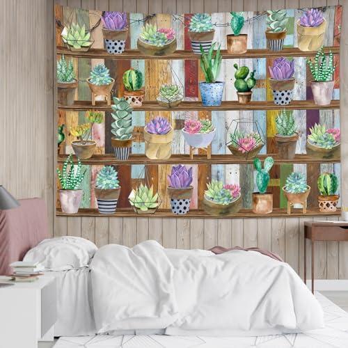 Amazon.com: LB Vintage Farmhouse Plant Tapestry Wall Hanging Green Cactus & Succulent Plants on Wood Shelf Decor Boho Botanical Wall Art for Bedroom Living Room Dorm Office 60x40 Inches : Home & Kitchen