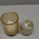 DASITON Makeup Brush holder Organizer,Crystal Cosmetic Makeup Brush Glass Brushes Storage Holder, Vintage Make Up Brush Cup Pen Pencil Holder striped vase(Coffee SL)