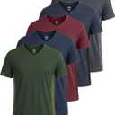 Real Essentials 5 Pack: Mens V-Neck Dry-Fit Moisture Wicking Active Athletic Tech Performance T-Shirt (X-Large)
