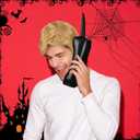 5 Pieces 90s Vintage Style Cheerleader Couple Costume Halloween TV Series Costume Includes Inflatable Mobile Phone Cheerleading Poms Wigs with Hair Net for Adults Cosplay Party Accessories