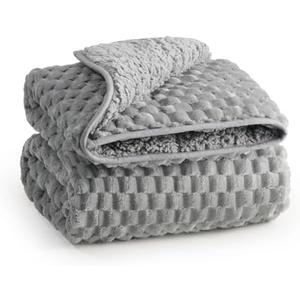 Super Soft Luxury Fleece Sherpa Weighted Blanket for Teens, 7lbs Small Weighted Lap Blanket for Adults, Turtle Shell Cozy Warm Throw for Winter, Compact Heavy Blanket for Better Sleep, Grey, 41"x60"