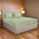 Ready To Rest Split California King 5 Piece Bed Linen Set- 100% Egyptian Cotton- 400 TC- Deep Pocket- Adjustable Split Sheets- Sage Stripe
