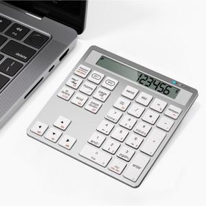 HoRiMe Number Pad for Laptop - Rechargeable Wireless Number Keypad 34 Keys with Dual Bluetooth, 2 in 1 Numeric Keypad Calculator with Display - Portable Slim Numpad for Windows, Mac, iMac, PC, Tablet