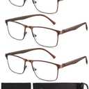 3 Pairs Reading Glasses,Stylish Metal Frame - Filter Lightweight Eyeglasses - Glasses for Men Anti Glare -Spring Hinge