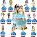FARDAS 25PCS Cake Cupcake Topper Decorations Cartoon Dog Happy Birthday Party Supplies